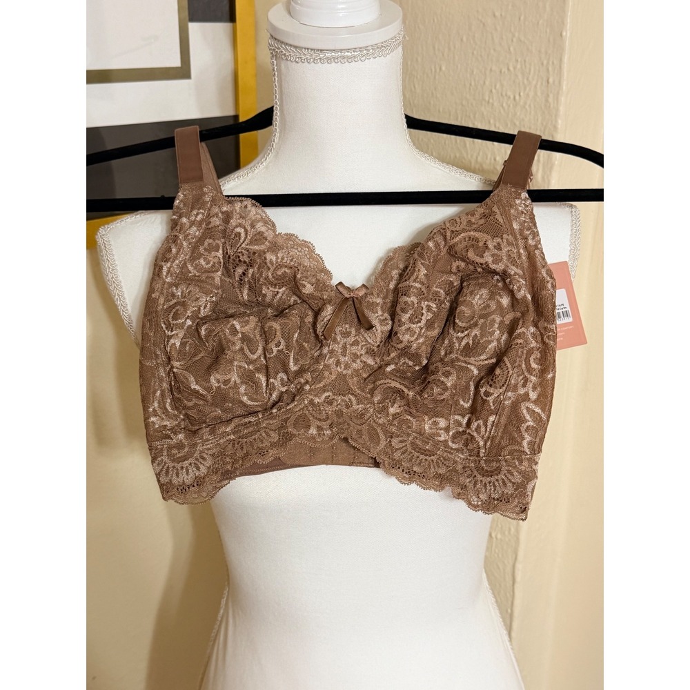 Panache Andorra 5671 Non Wired Full Cup Bra Warm Taupe Brown Lace 28H NEW